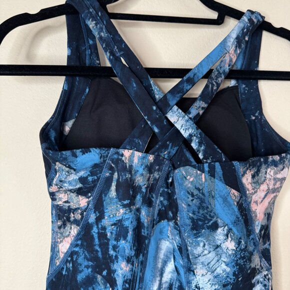 Lucy Cross Back Galaxy Built In Padded Bra Workout Tank Top Blue Size S - Picture 4 of 9